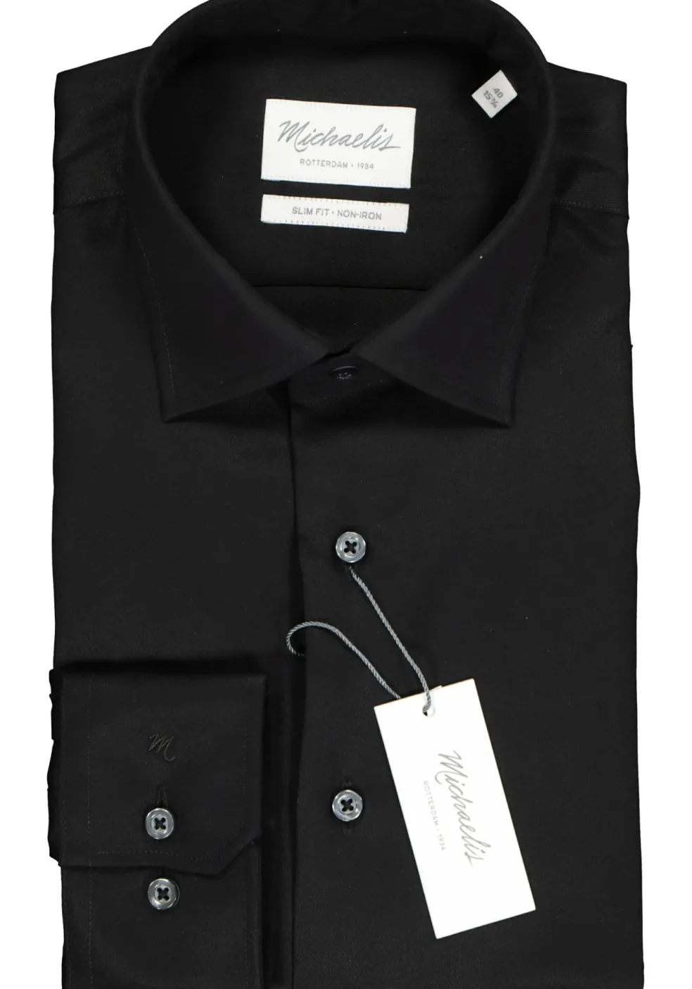 Michaelis slim fit overhemd, twill, zwart