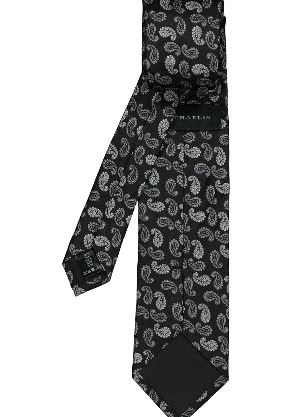Michaelis stropdas, zwart paisley dessin