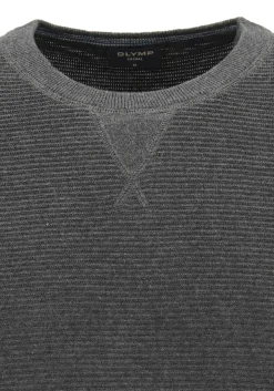 OLYMP Casual modern fit pullover katoen, antraciet