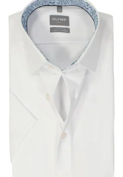 OLYMP comfort fit overhemd, korte mouw, twill, wit