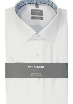 OLYMP comfort fit overhemd, korte mouw, twill, wit