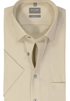 OLYMP comfort fit overhemd, korte mouw, structuur, beige
