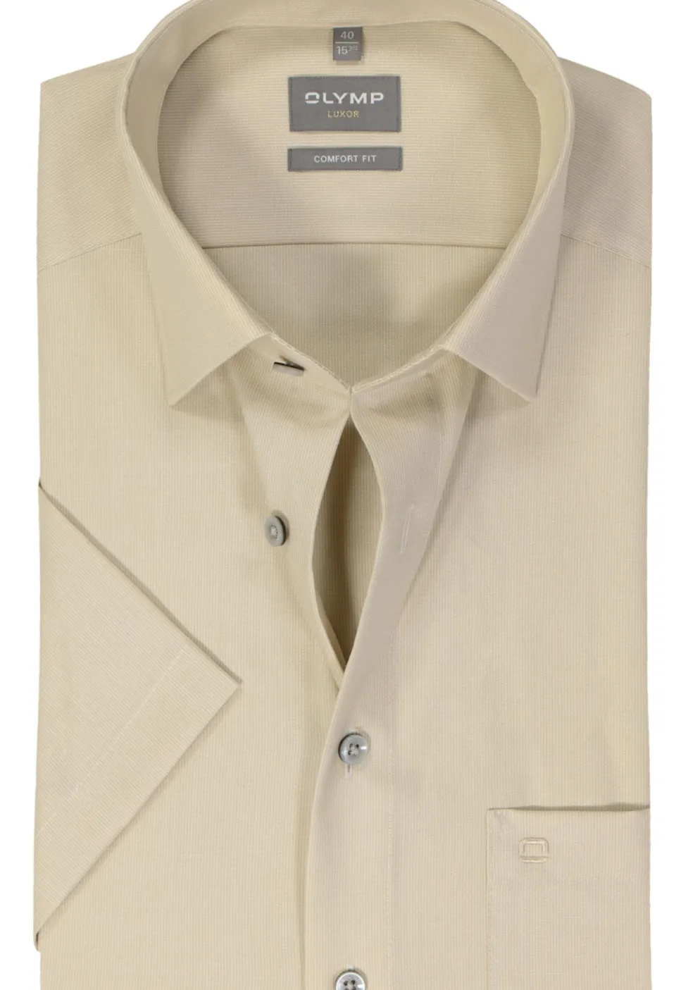 OLYMP comfort fit overhemd, korte mouw, structuur, beige