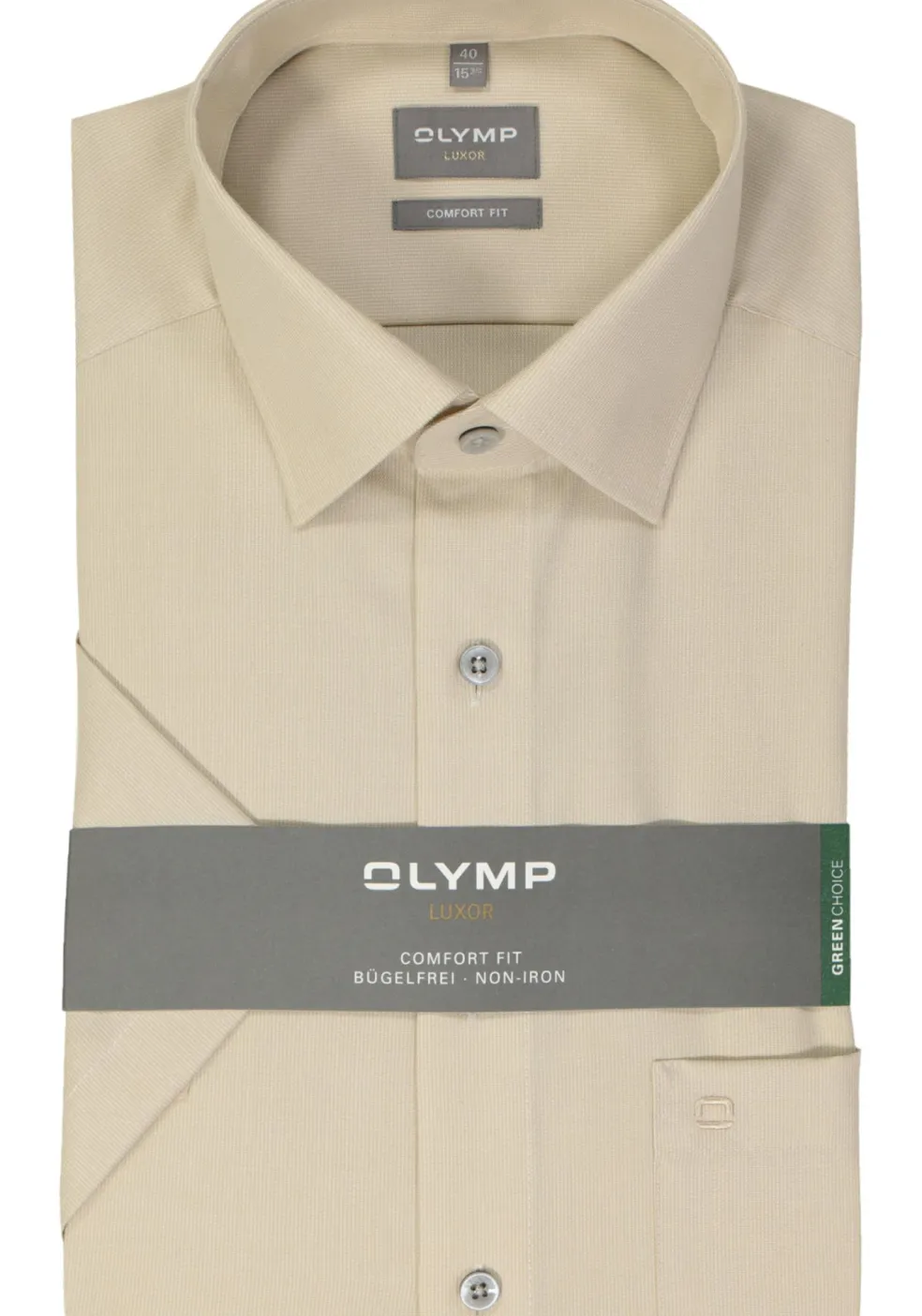 OLYMP comfort fit overhemd, korte mouw, structuur, beige
