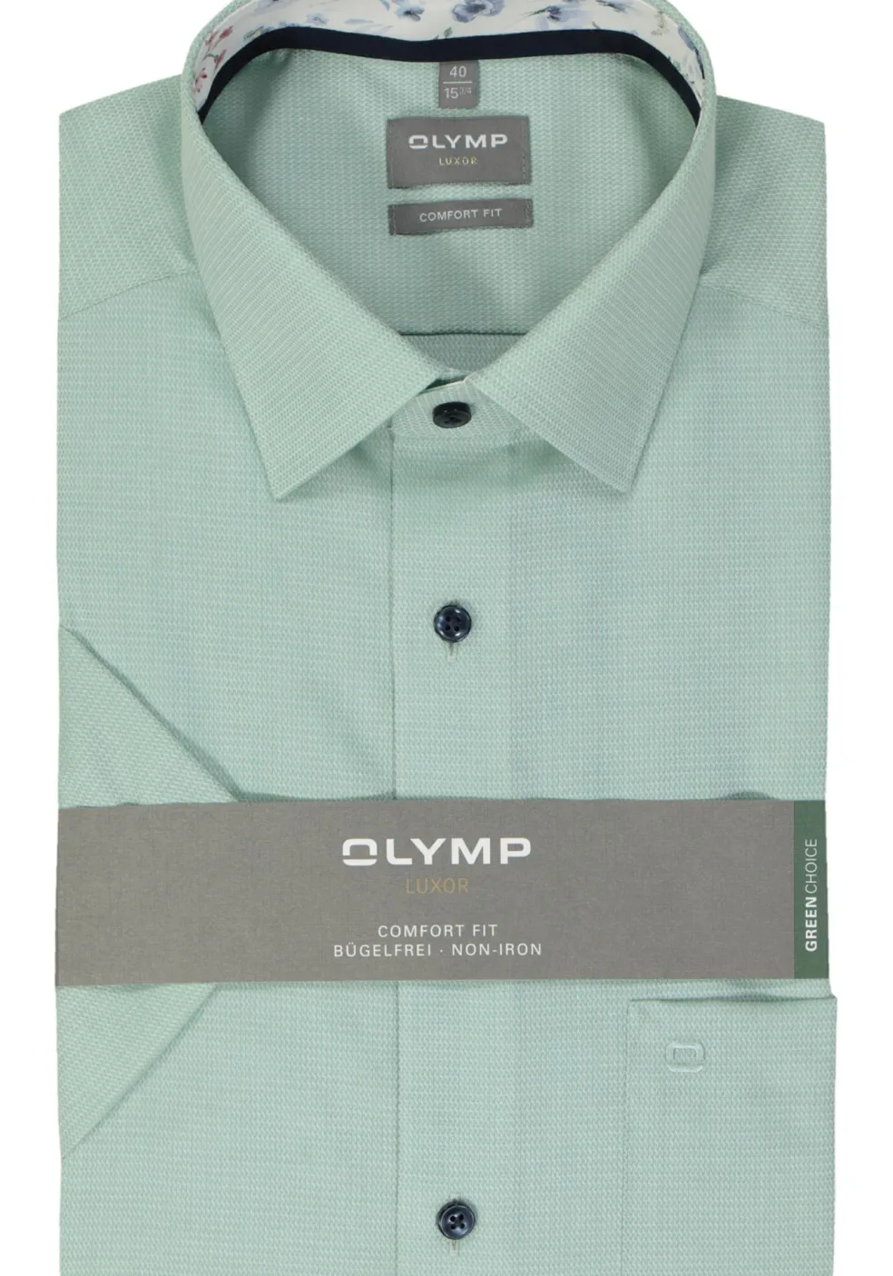 OLYMP comfort fit overhemd, korte mouw, structuur, groen