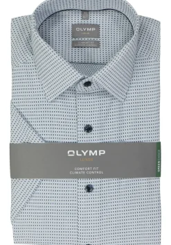 OLYMP comfort fit overhemd, korte mouw, structuur, lichtblauw