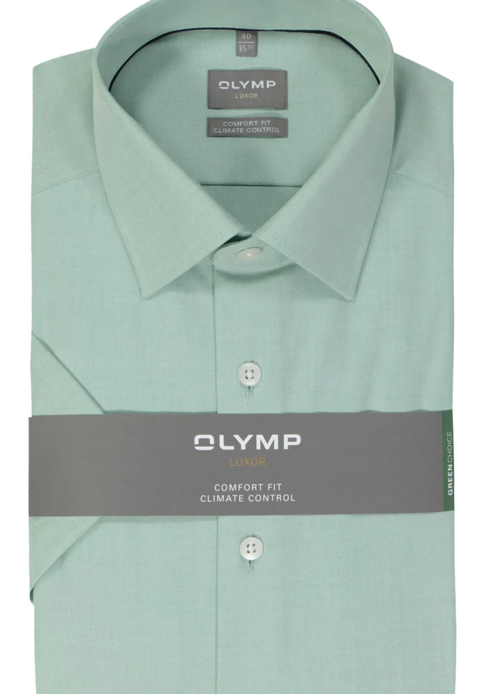 OLYMP comfort fit overhemd, korte mouw, twill, lichtgroen