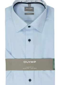 OLYMP comfort fit overhemd, korte mouw, structuur, lichtblauw