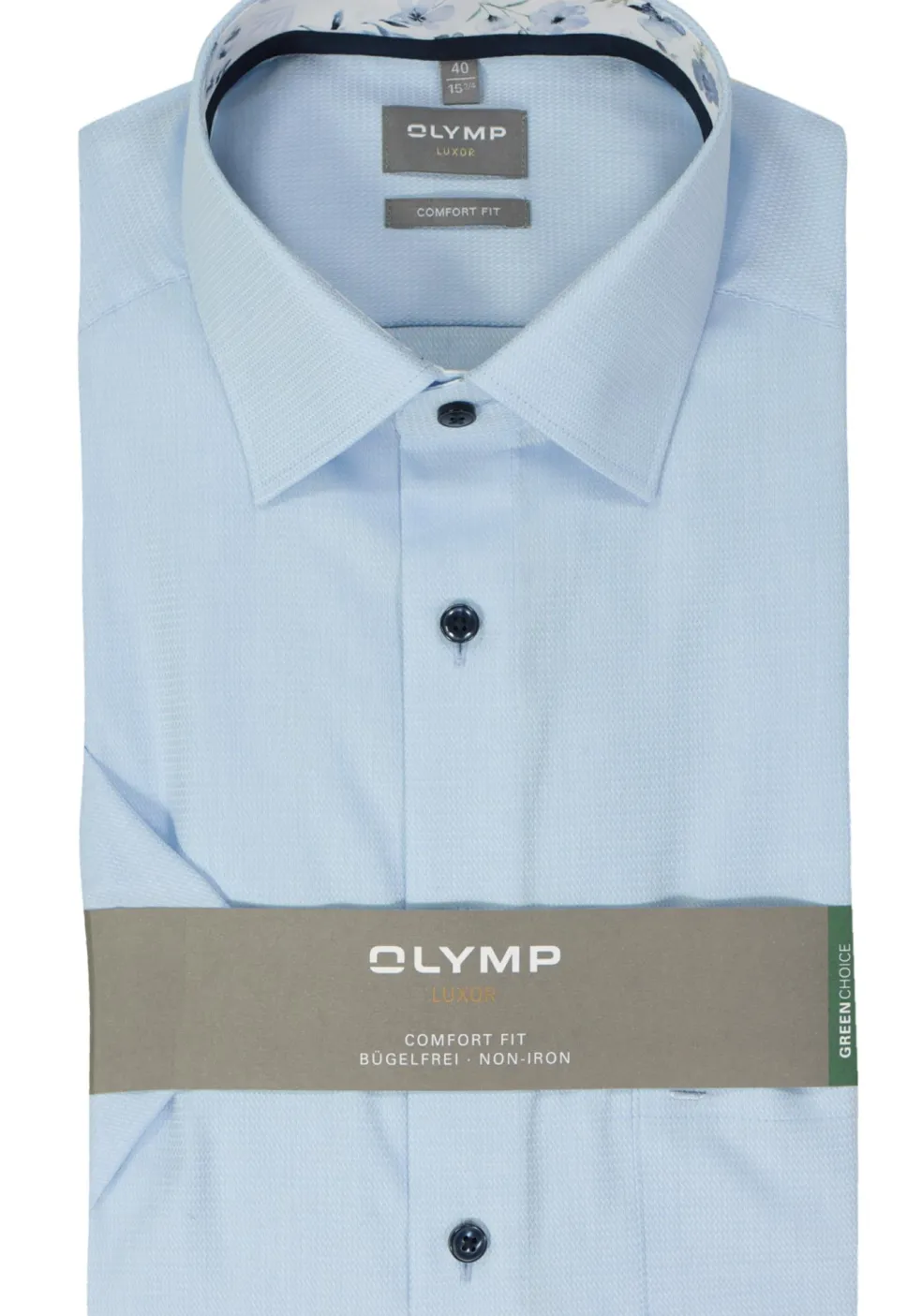OLYMP comfort fit overhemd, korte mouw, structuur, lichtblauw