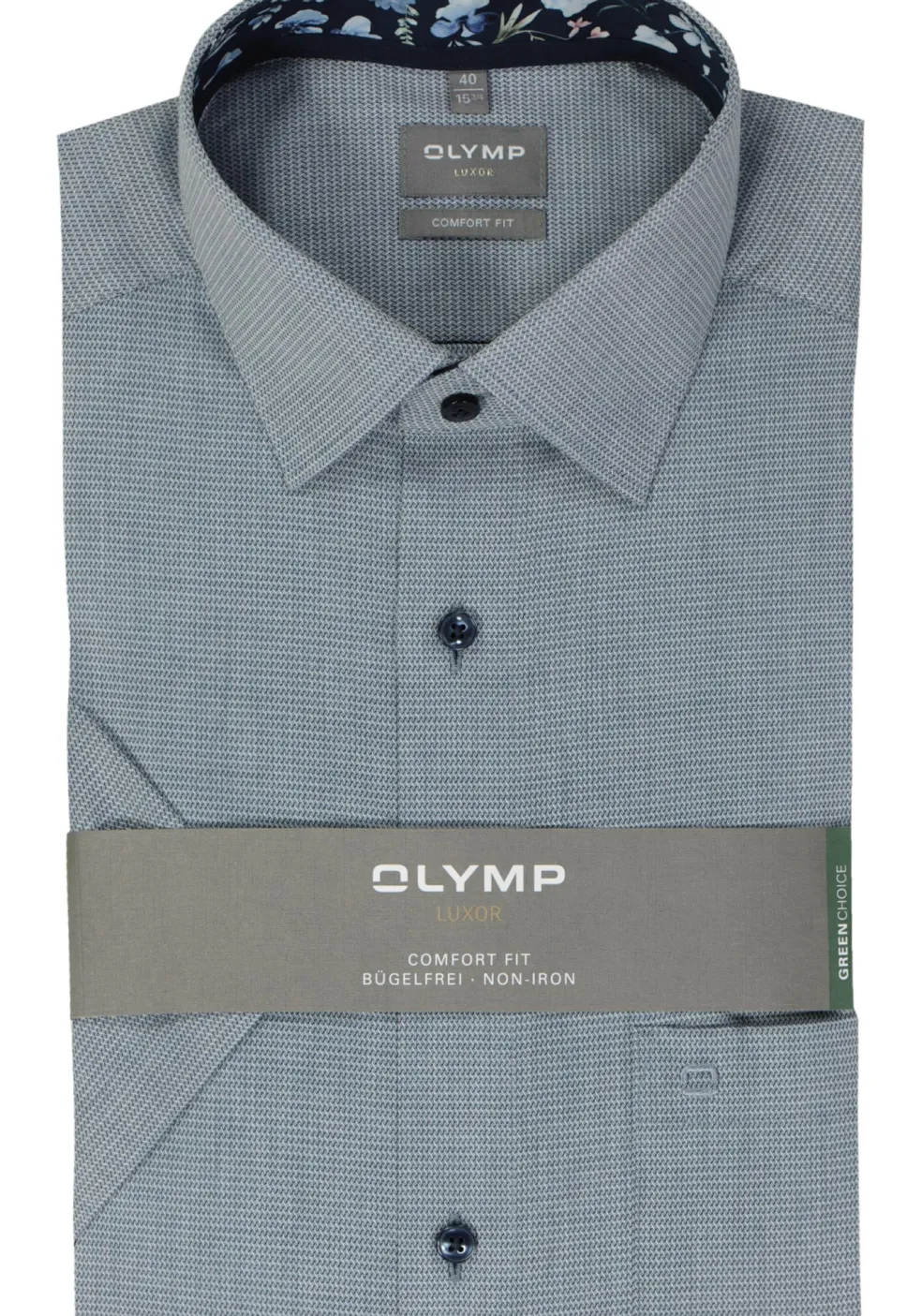 OLYMP comfort fit overhemd, korte mouw, structuur, marine blauw