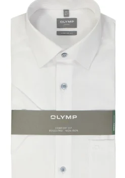 OLYMP comfort fit overhemd, korte mouw, structuur, wit