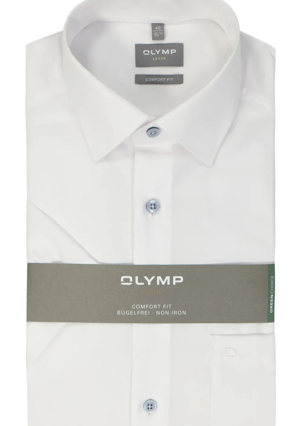 OLYMP comfort fit overhemd, korte mouw, structuur, wit