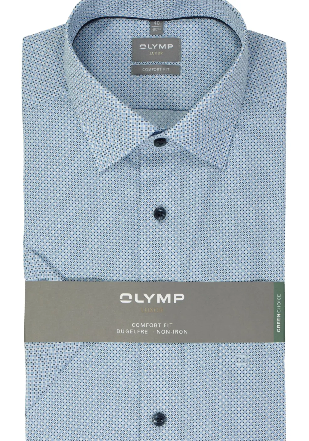 OLYMP comfort fit overhemd, korte mouw, popeline, lichtblauw dessin