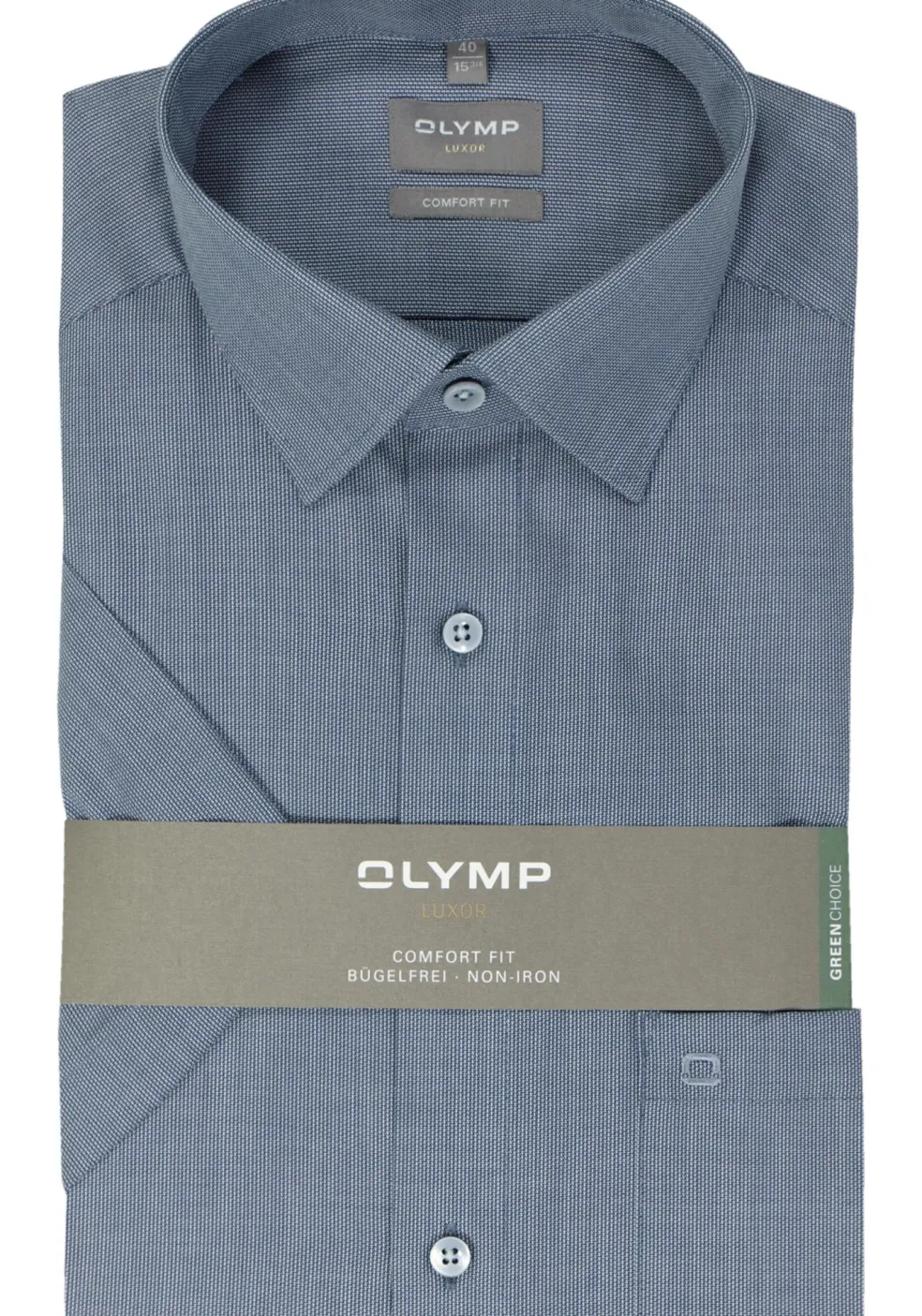 OLYMP comfort fit overhemd, korte mouw, structuur, marine blauw