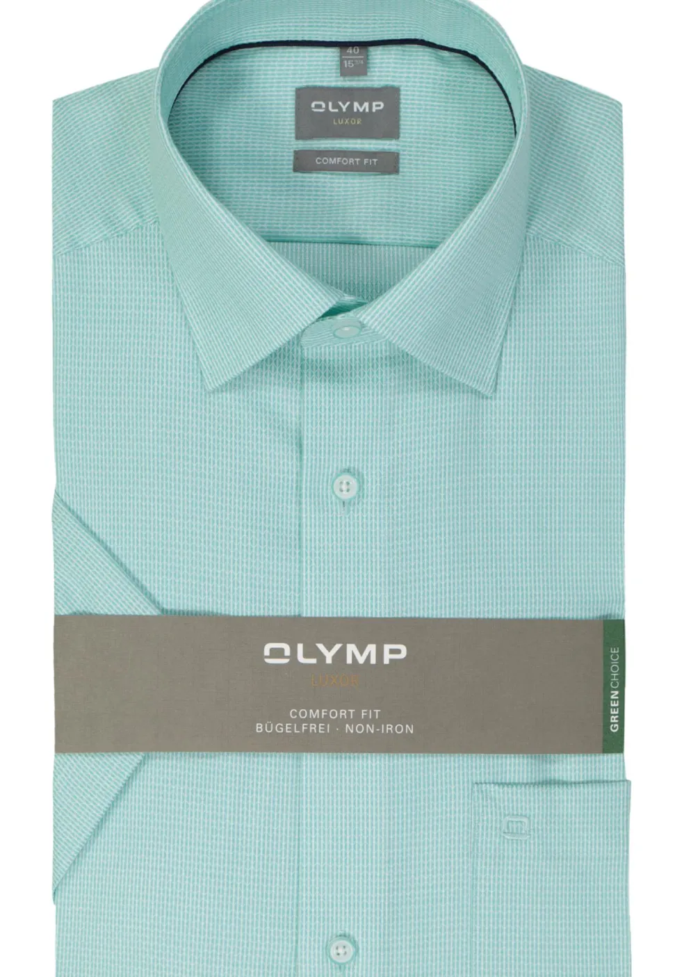 OLYMP comfort fit overhemd, korte mouw, structuur, mint groen