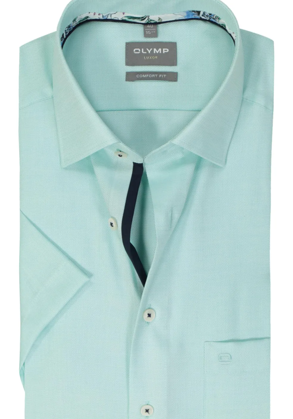 OLYMP comfort fit overhemd, korte mouw, structuur, mint groen