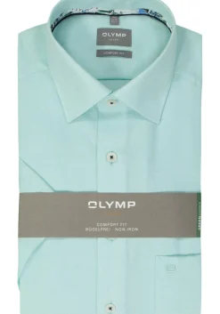OLYMP comfort fit overhemd, korte mouw, structuur, mint groen