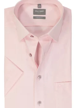 OLYMP comfort fit overhemd, korte mouw, structuur, roze