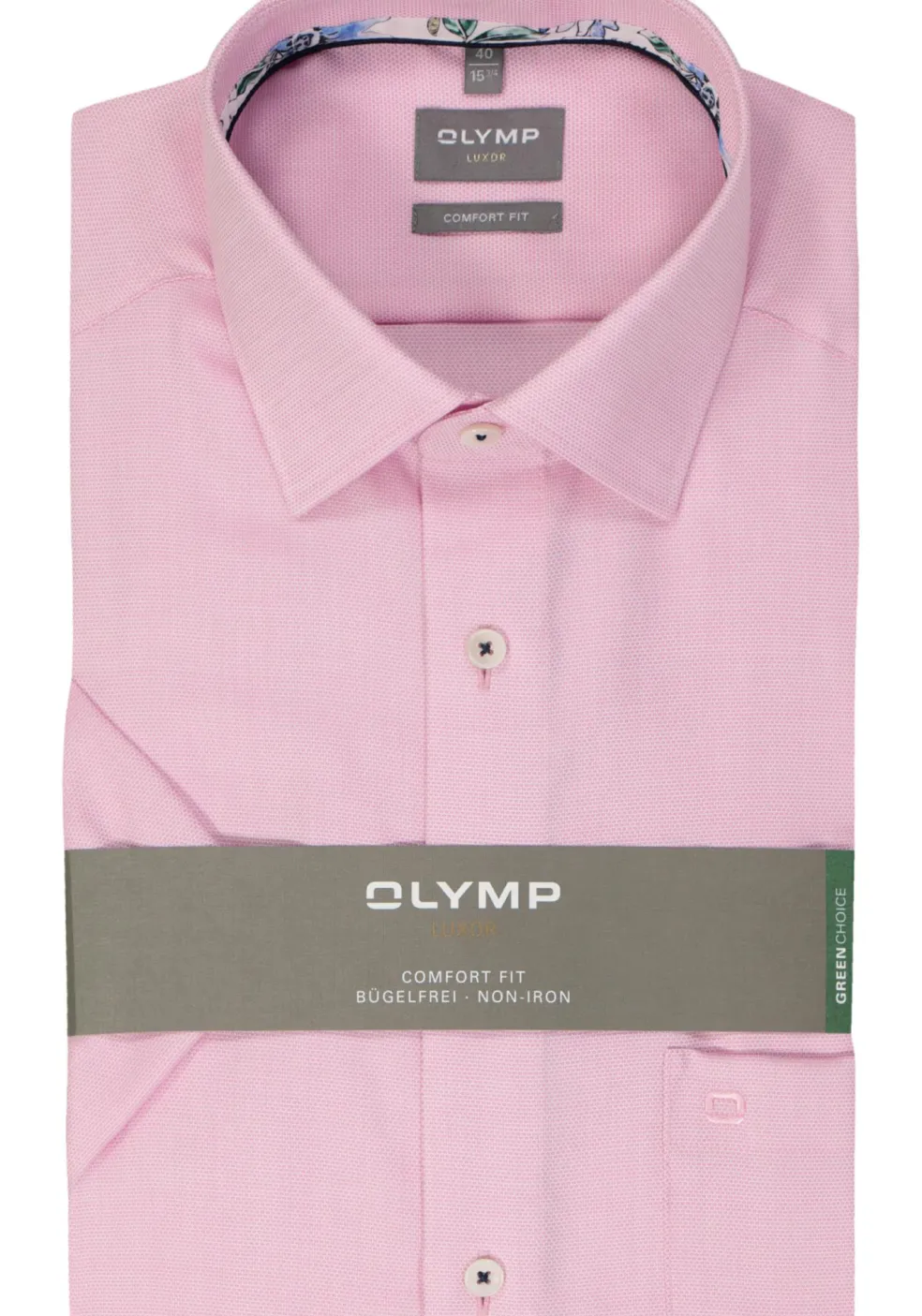 OLYMP comfort fit overhemd, korte mouw, structuur, roze