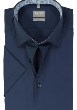 OLYMP comfort fit overhemd, korte mouw, twill, marine blauw