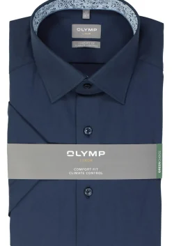 OLYMP comfort fit overhemd, korte mouw, twill, marine blauw