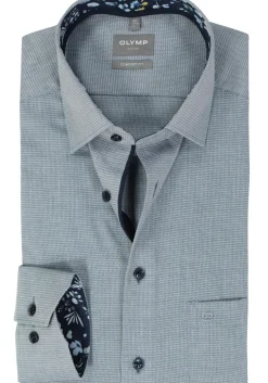 OLYMP comfort fit overhemd, mouwlengte 7, structuur, marine blauw