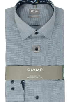 OLYMP comfort fit overhemd, mouwlengte 7, structuur, marine blauw