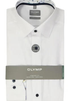 OLYMP comfort fit overhemd, mouwlengte 7, structuur, wit