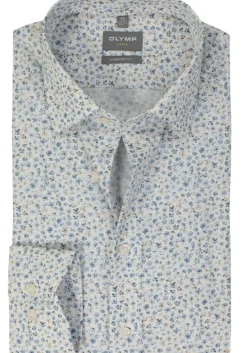 OLYMP comfort fit overhemd, popeline, wit bloemetjes dessin