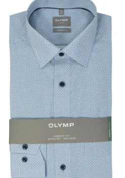 OLYMP comfort fit overhemd, popeline, lichtblauw dessin