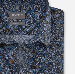 OLYMP comfort fit overhemd, popeline, marine blauw dessin