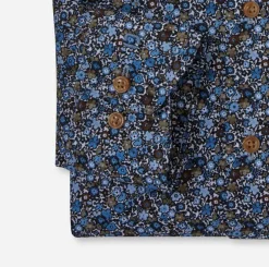 OLYMP comfort fit overhemd, popeline, marine blauw dessin