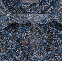 OLYMP comfort fit overhemd, popeline, marine blauw dessin