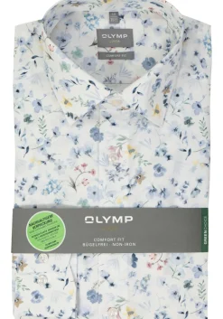 OLYMP comfort fit overhemd, popeline, wit dessin