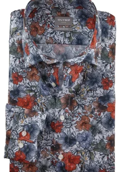 OLYMP comfort fit overhemd, popeline, wit dessin