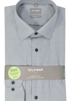 OLYMP comfort fit overhemd, structuur, zilvergrijs