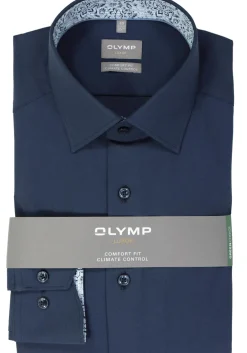 OLYMP comfort fit overhemd, twill, marine blauw