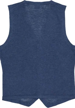 OLYMP Level 5 body fit gilet, wol met zijde, jeans blauw mouwloos vest