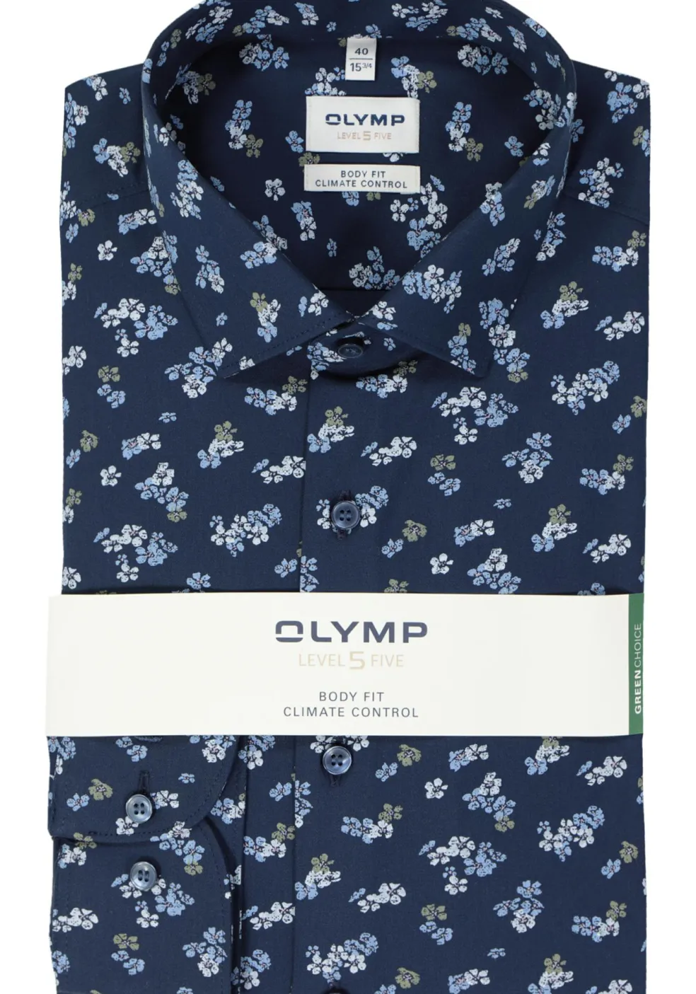 OLYMP 24/7 Level 5 body fit overhemd, dobby, marine blauw dessin