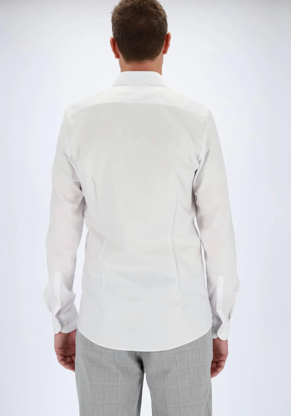 OLYMP Level 5 body fit overhemd, mouwlengte 7, wit diamant twill