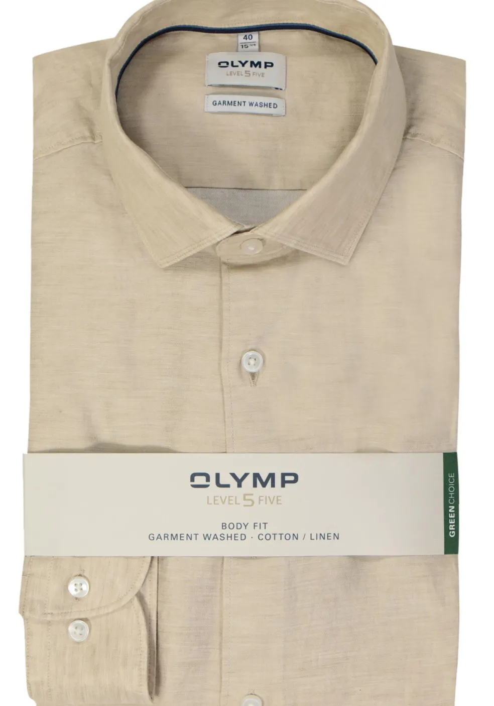 OLYMP Level 5 body fit overhemd, structuur, beige