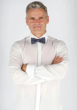 OLYMP Level 5 body fit overhemd, smoking overhemd, wit, gladde stof met Kent kraag