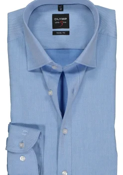 OLYMP Level 5 body fit overhemd, blauw met diamant structuur