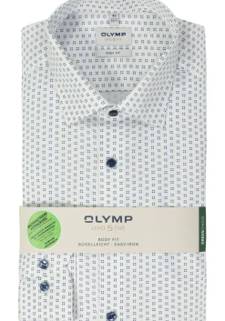 OLYMP Level 5 body fit overhemd, dobby, wit dessin