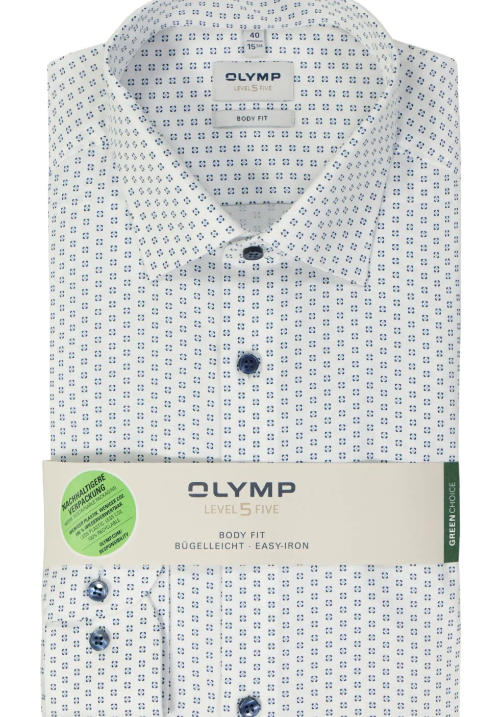 OLYMP Level 5 body fit overhemd, dobby, wit dessin