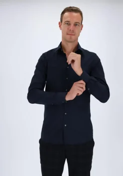 OLYMP Level 5 body fit overhemd, mouwlengte 7, nacht blauw