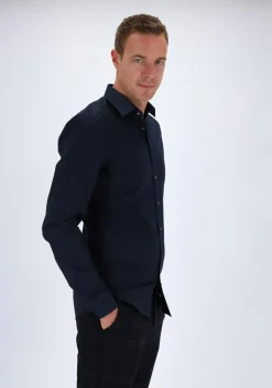 OLYMP Level 5 body fit overhemd, mouwlengte 7, nacht blauw