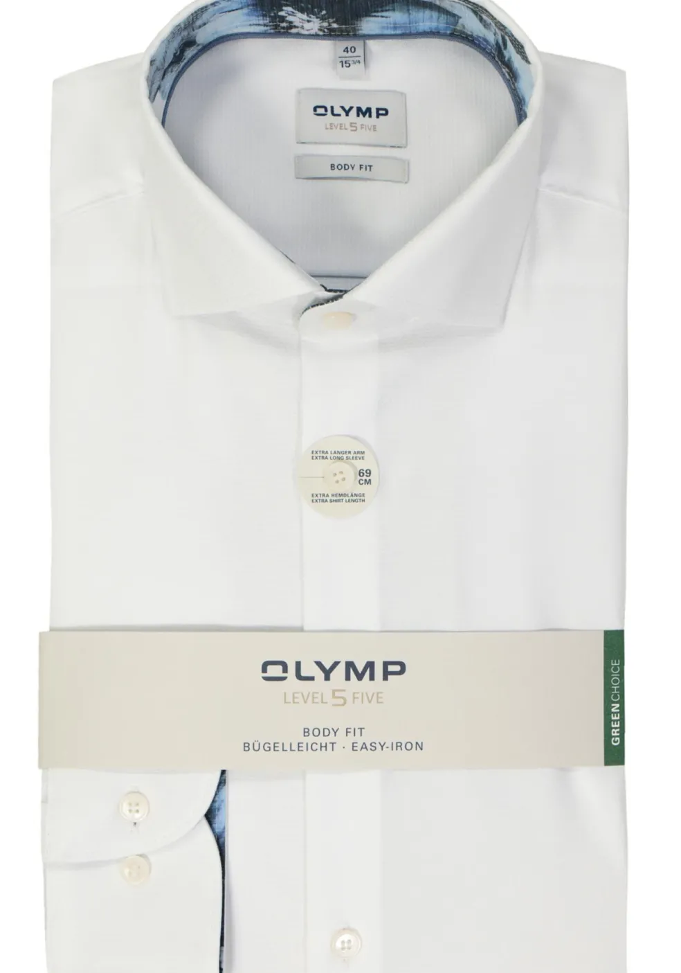 OLYMP Level 5 body fit overhemd, mouwlengte 7, structuur, wit
