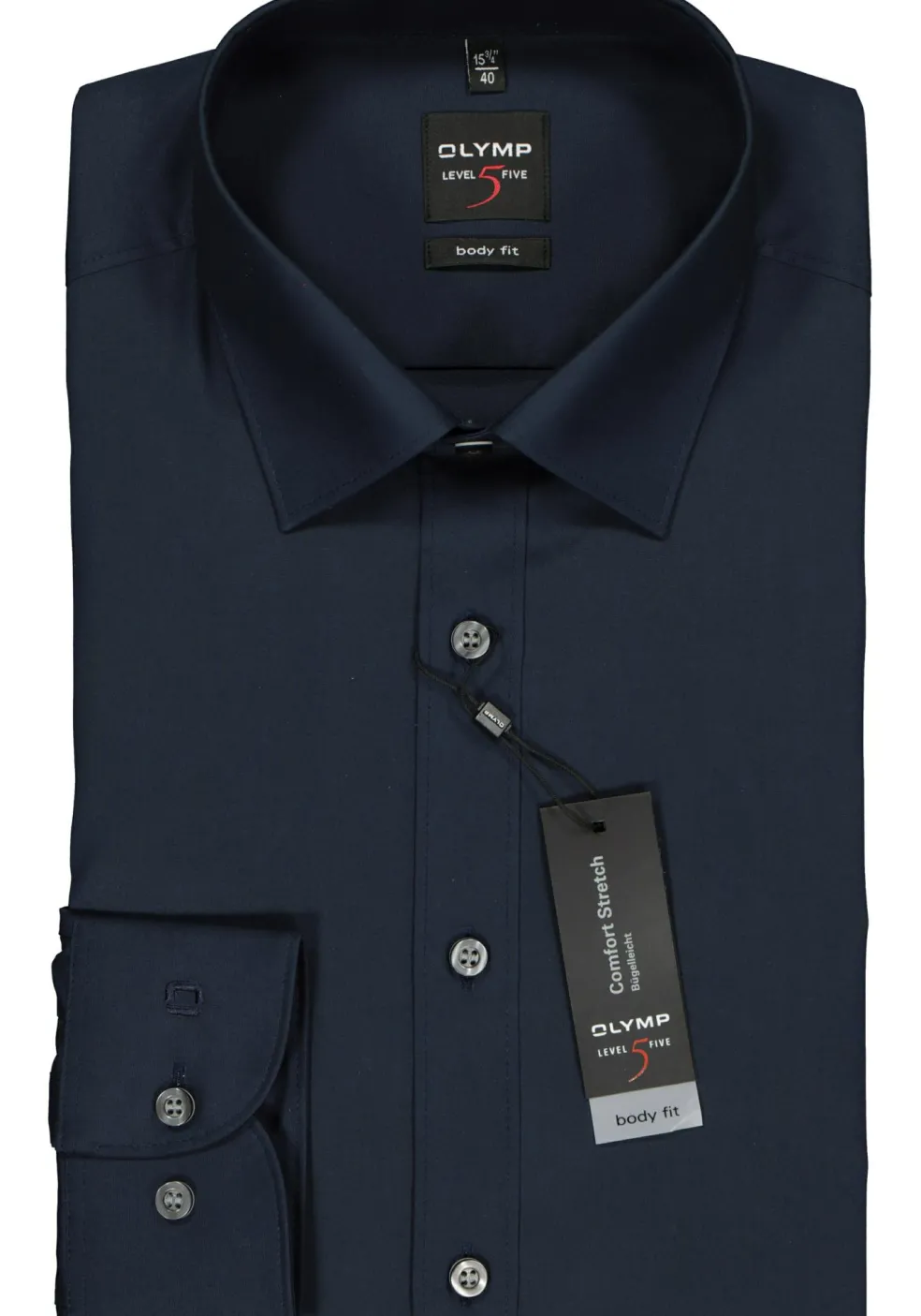 OLYMP Level 5 body fit overhemd, nacht blauw