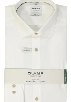 OLYMP Level 5 body fit overhemd, popeline, lichtbeige